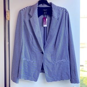 Lane Bryant striped blazer navy blue with grey size 24